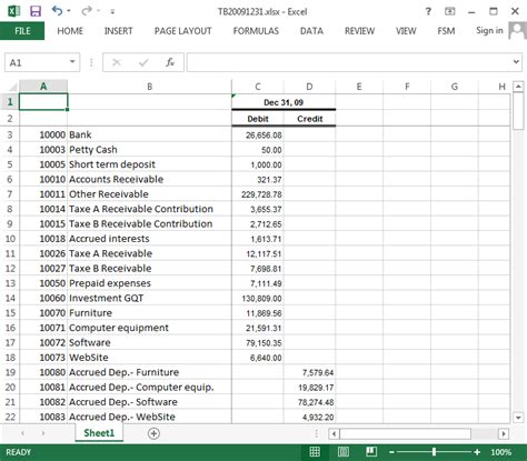shortcut key to export trial balance in excel format