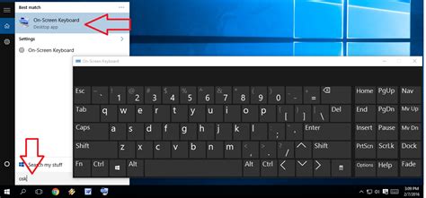 shortcut key to open on screen keyboard