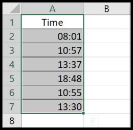 shortcut to apply time format in excel