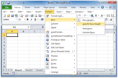 shortcut to auto adjust column height in excel