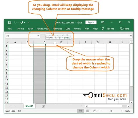 shortcut to change column width in excel