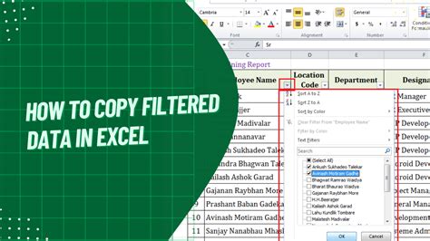 shortcut to copy paste filtered data in excel