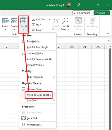 shortcut to copy tab in excel