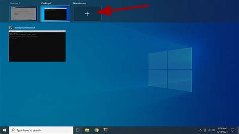 shortcut to create new desktop in windows 10