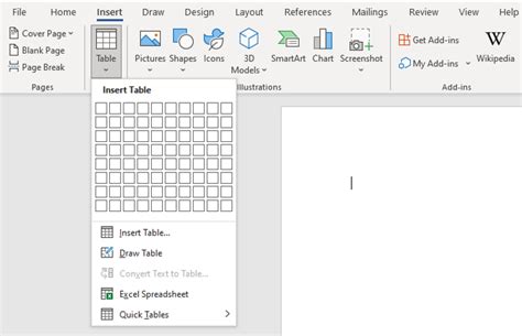 Shortcut To Draw Table In Word