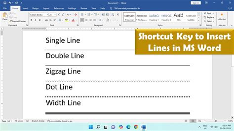 Shortcut To Insert Line In Word
