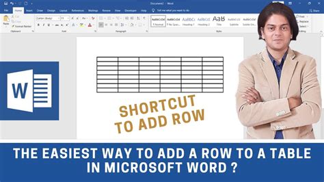 shortcut to insert row below word