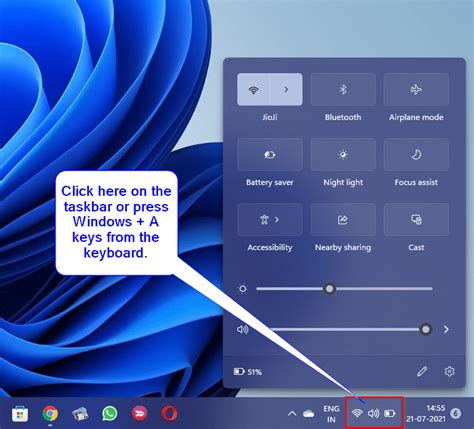 shortcut to open quick settings in windows 11