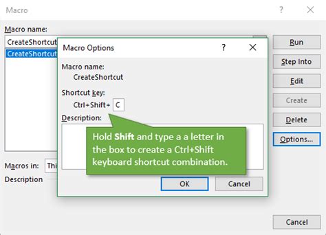 shortcut to run macro
