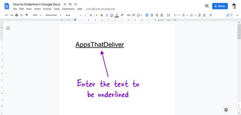 shortcut to underline text in google docs
