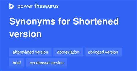 Shortened In Synonym