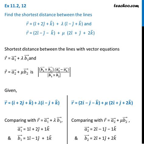 shortest distance between two non parallel lines