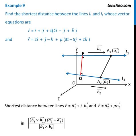 shortest distance between two non parallel lines in 3d formula