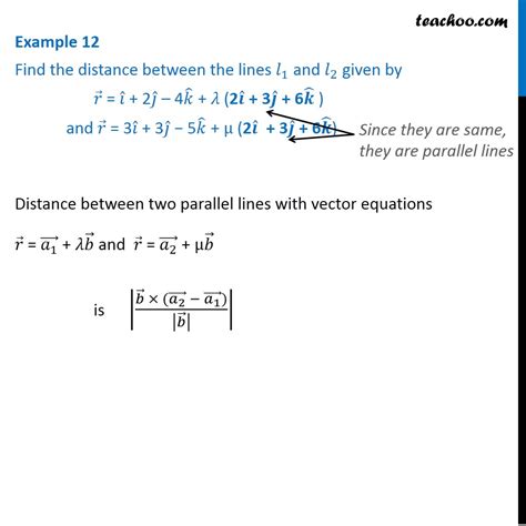 shortest distance between two parallel lines in vector form