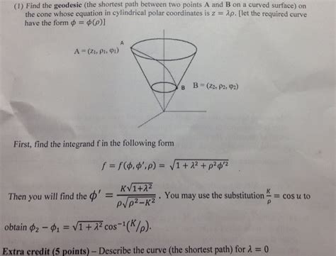 shortest path between two points on a curved surface