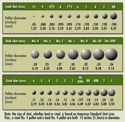 shotgun buckshot size chart