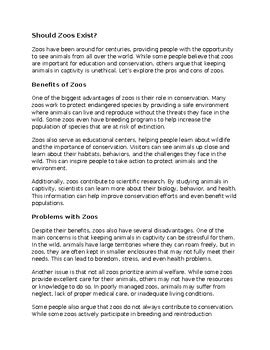 Should Zoos Exist + Procon+ Printable