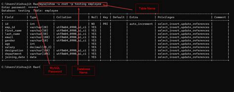 Show All Table Columns Mysql