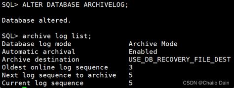 show archive log list