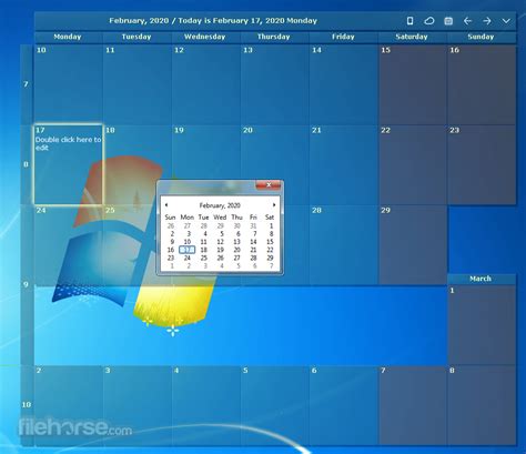 show calendar on desktop windows 10