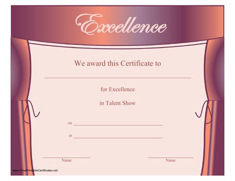 Show Certificate of Excellence Award