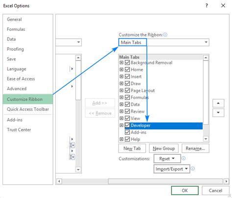show developer tab excel office 365