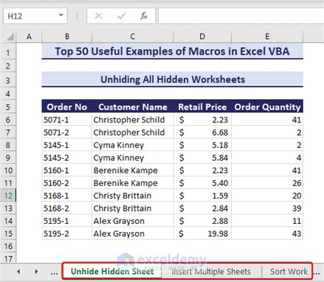 Show Hidden Worksheets In Excel Vba