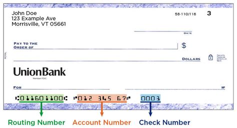 show me an example of a routing number on a check