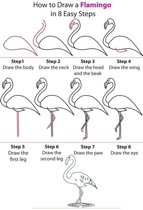 show me how to draw a flamingo