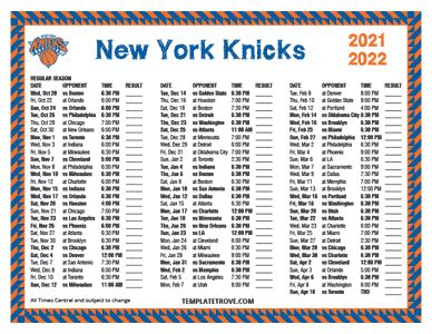 show me the knicks schedule