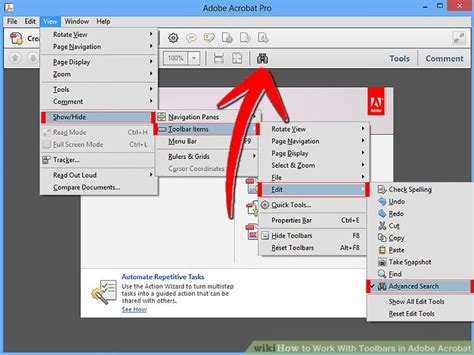 show menu bar in adobe reader