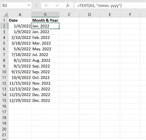 show month and year from date excel