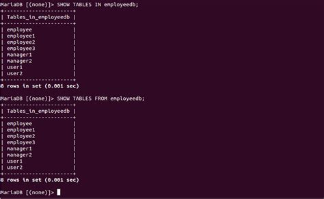 Show Tables Mysql Ubuntu