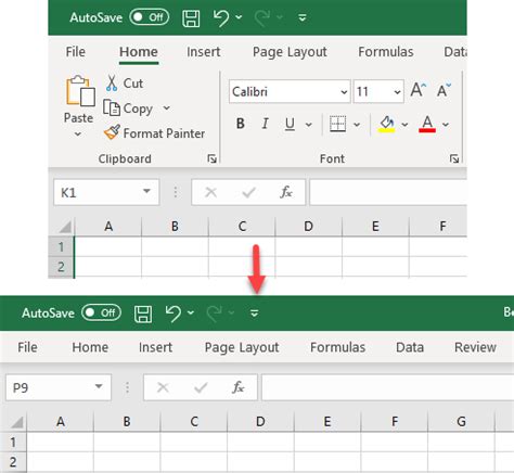 show task bar in excel
