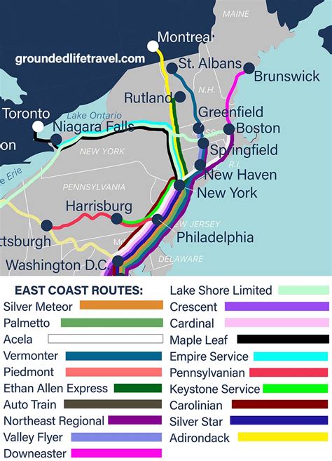 Amtrak Route Map •