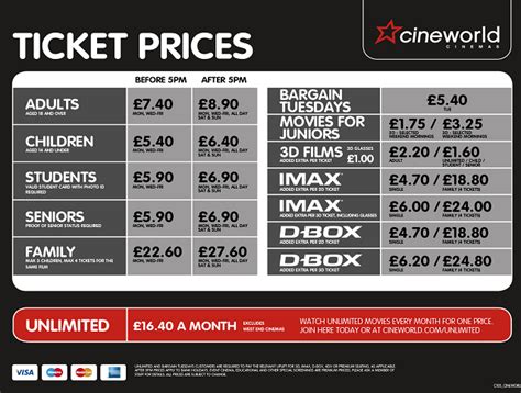 showcase cinema prices ticket prices