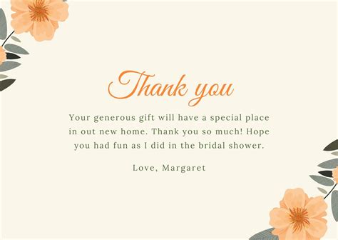 Shower Thank You Note Examples
