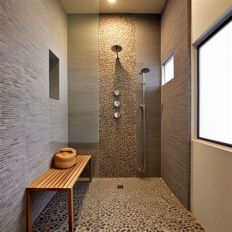 Shower With Pebble Waterfall