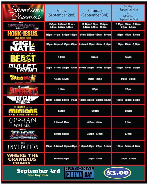Showtime Cinema Schedule