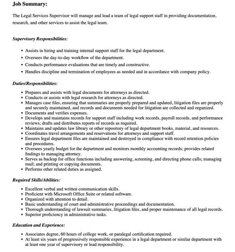 shrm sample job description template