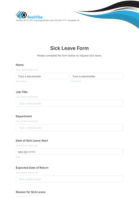 sick leave application form template