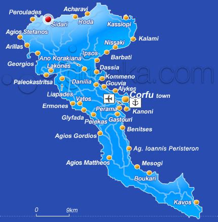 sidari corfu greece map
