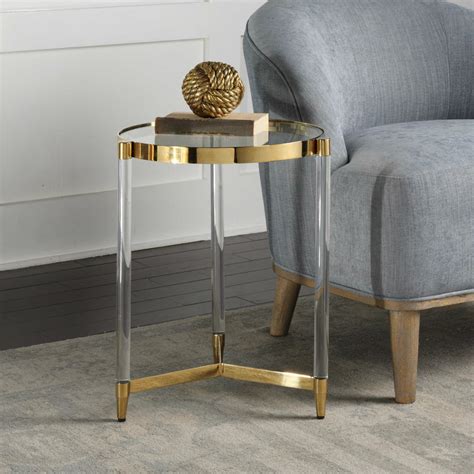Side Table Gold Glass