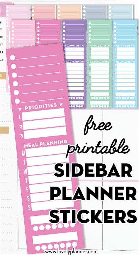 Sidebar Printable Planner Sticker Free