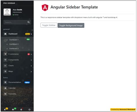 Sidebar Template Angular