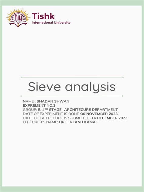 Sieve Analysis Lab Report Discussion Pdf
