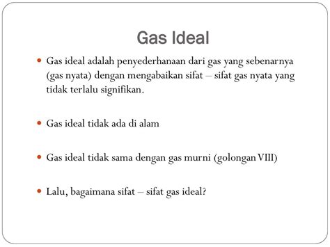 sifat gas ideal adalah