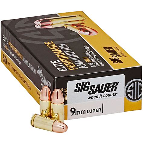 Sig Sauer Elite Performance 9mm Luger Ammo 124 Grain