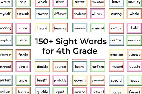 Sight Word Flashcards Printable 4Th Grade