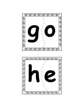 Sight Word Heidi Puzzles Printable